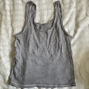 Black and White Striped Forever 21 Ribbed Tank Top